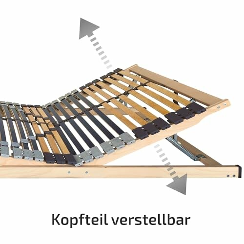 Verstellbarer Lattenrost mit anpassbarem Kopfteil.
