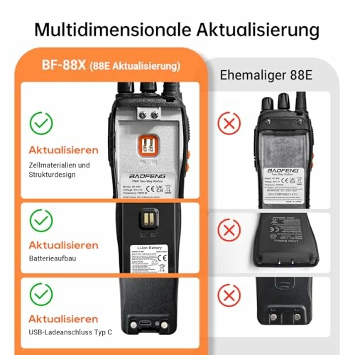 Vergleich zwischen Baofeng BF-88X und ehemals 88E Funkgerät.