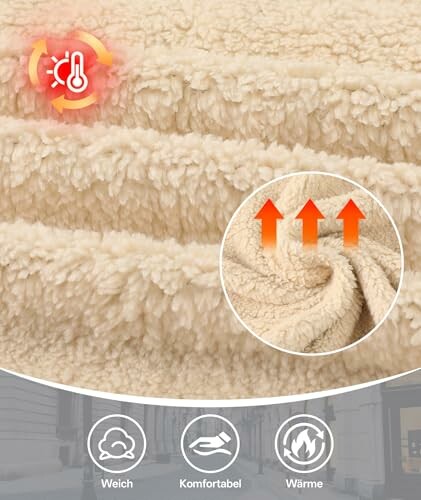 Weicher und warmer Fleece-Stoff mit Isolierungssymbolen.