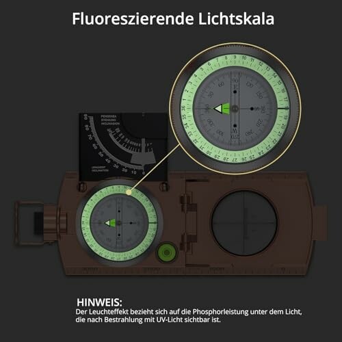 Fluoreszierende Lichtskala mit Hinweis zur Phosphorleistung.