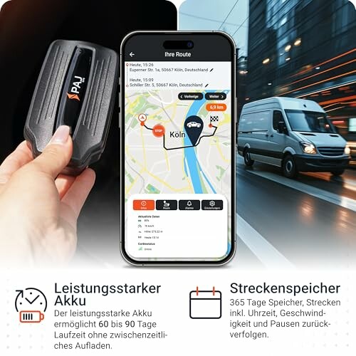 GPS-Tracker und App zur Streckenverfolgung