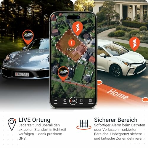 Smartphone-App zur GPS-Standortverfolgung mit Autos und Karte