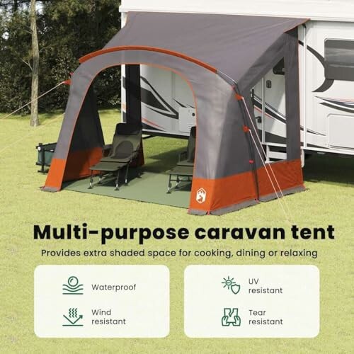 Mehrzweck-Wohnwagenschutz mit Stühlen und Sonnenschutz