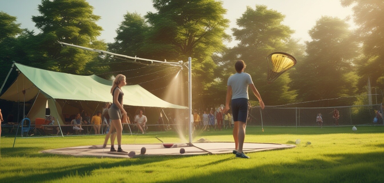 Outdoor games setup in a park.