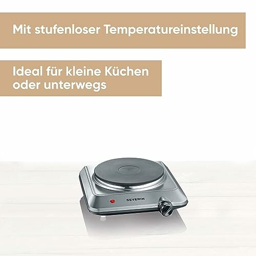 Elektrische Kochplatte mit stufenloser Temperatureinstellung von Severin.
