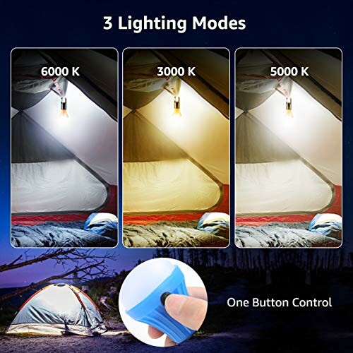 Drei Beleuchtungsmodi im Zelt mit Ein-Knopf-Steuerung.