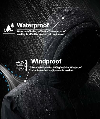 Wasserdichte und winddichte Jacke im Regen.